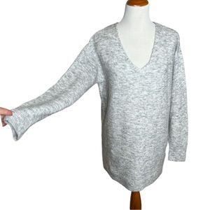 LOGG Sweater Grey V Neck Soft Mohair Wool Blend Casual Comfort School Cowgirl